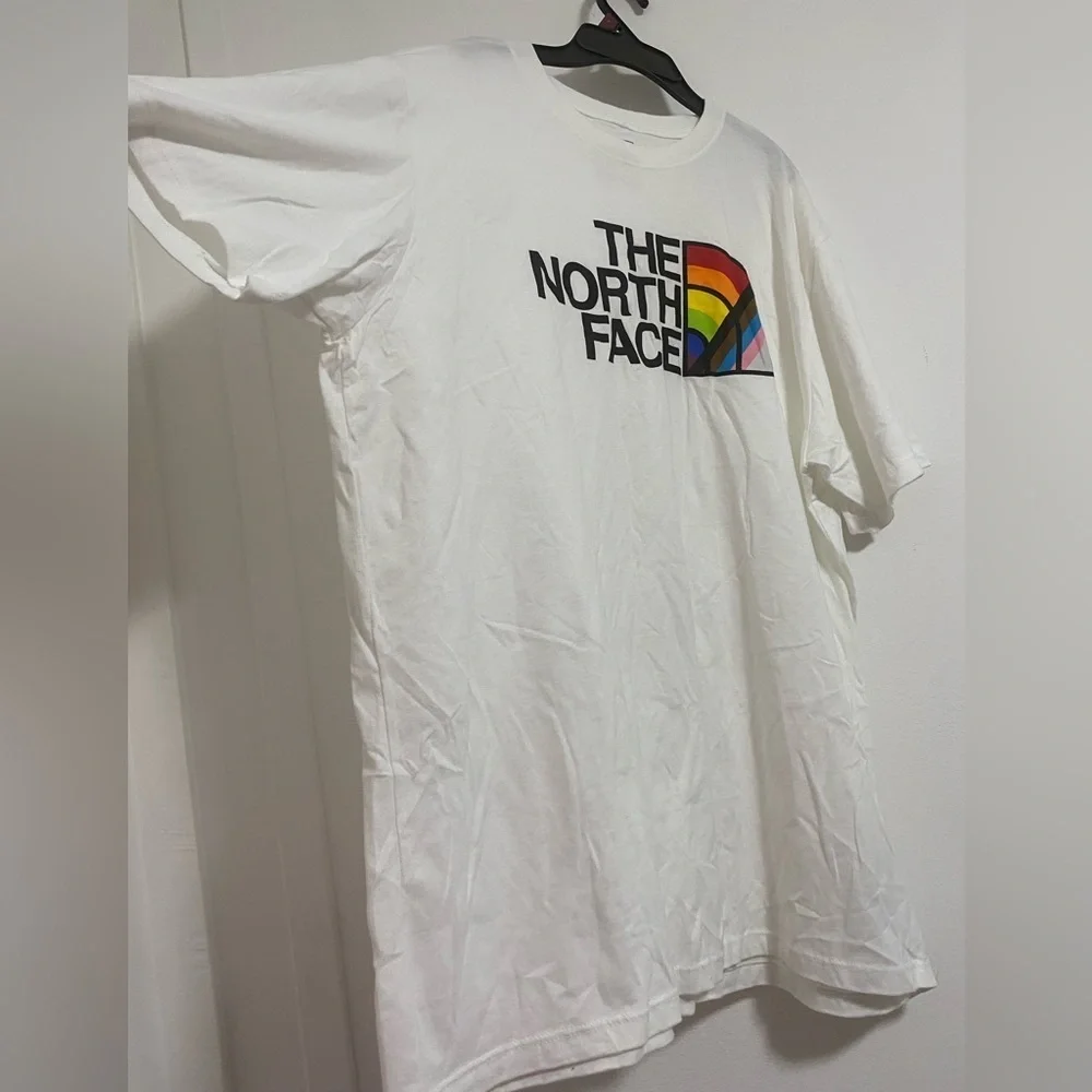 The North Face White Tee with Rainbow Logo